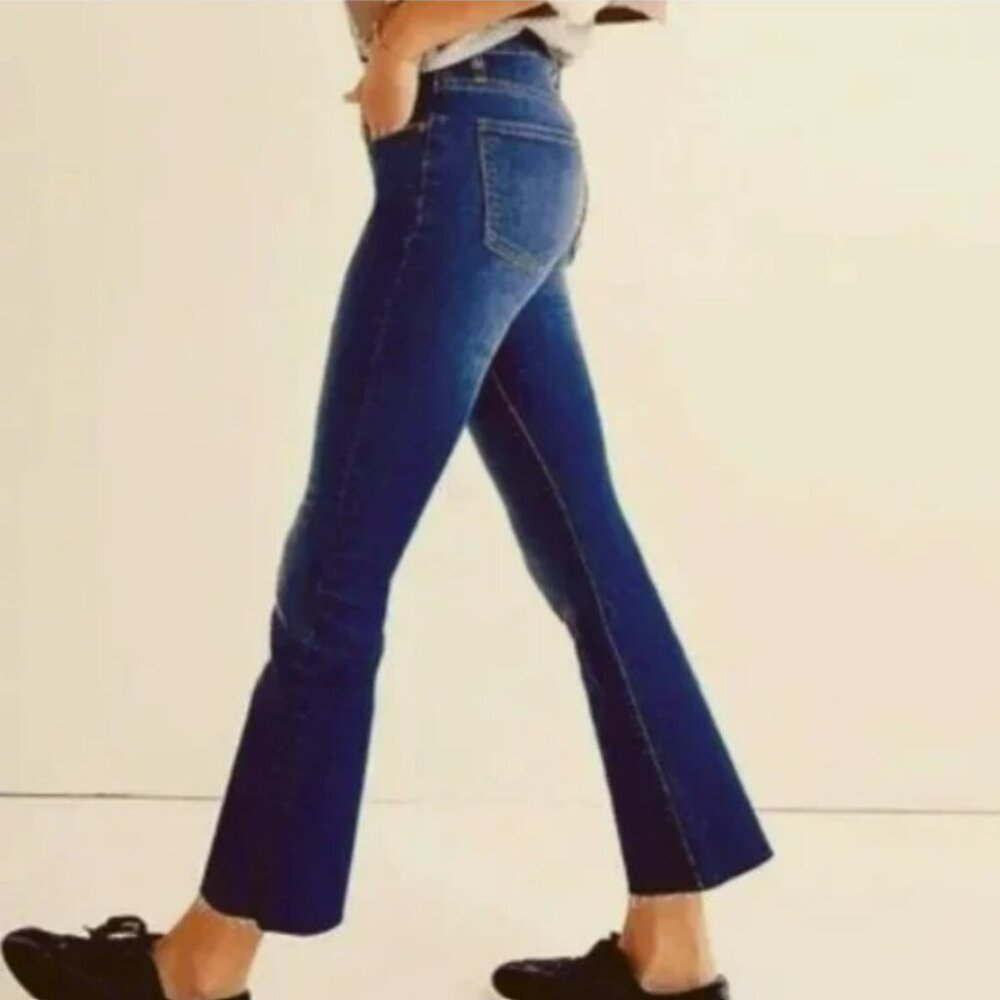 FRAME DENIM LE CROP MINI BOOT STRETCH DENIM JEANS CROP FLARE RAW HEM sz 26 EUC!